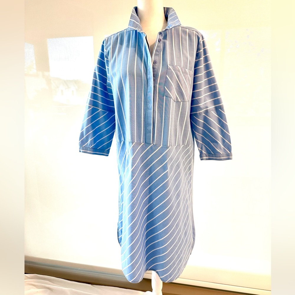NWT Culture Blue and White Striped Shirt Dress “Understated” - Picture 1 of 14